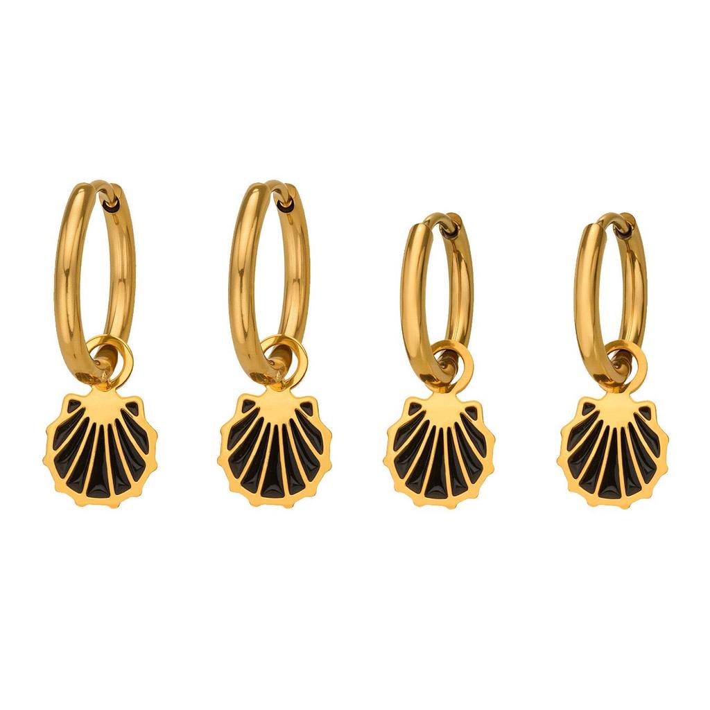 European Stainless Steel Shell Pendant Earrings: 18K Gold-Plated Fashionable High-End Ear Cuffs