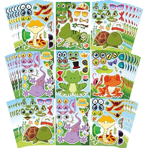 36 PCS Farm Animal Stickers Sheets, Make-a-face Sticker, Make Your Own Stickers for Kids Farm Themed Party Favors Supplies Craft Birthday Gift for