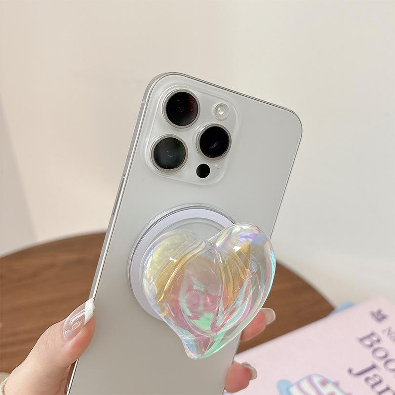 Creative Heart Laser Phone Grip: Japanese-Korean Style Airbag Holder with Telescopic Ring