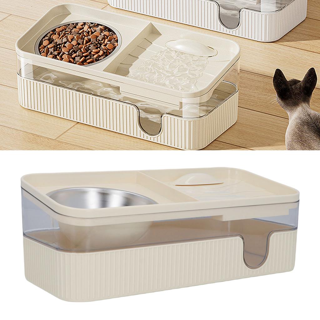 Automatic Cat Feeder and Water Dispenser with Stainless Steel Bowl Large Capacity Pet Food Bowl Waterer Set