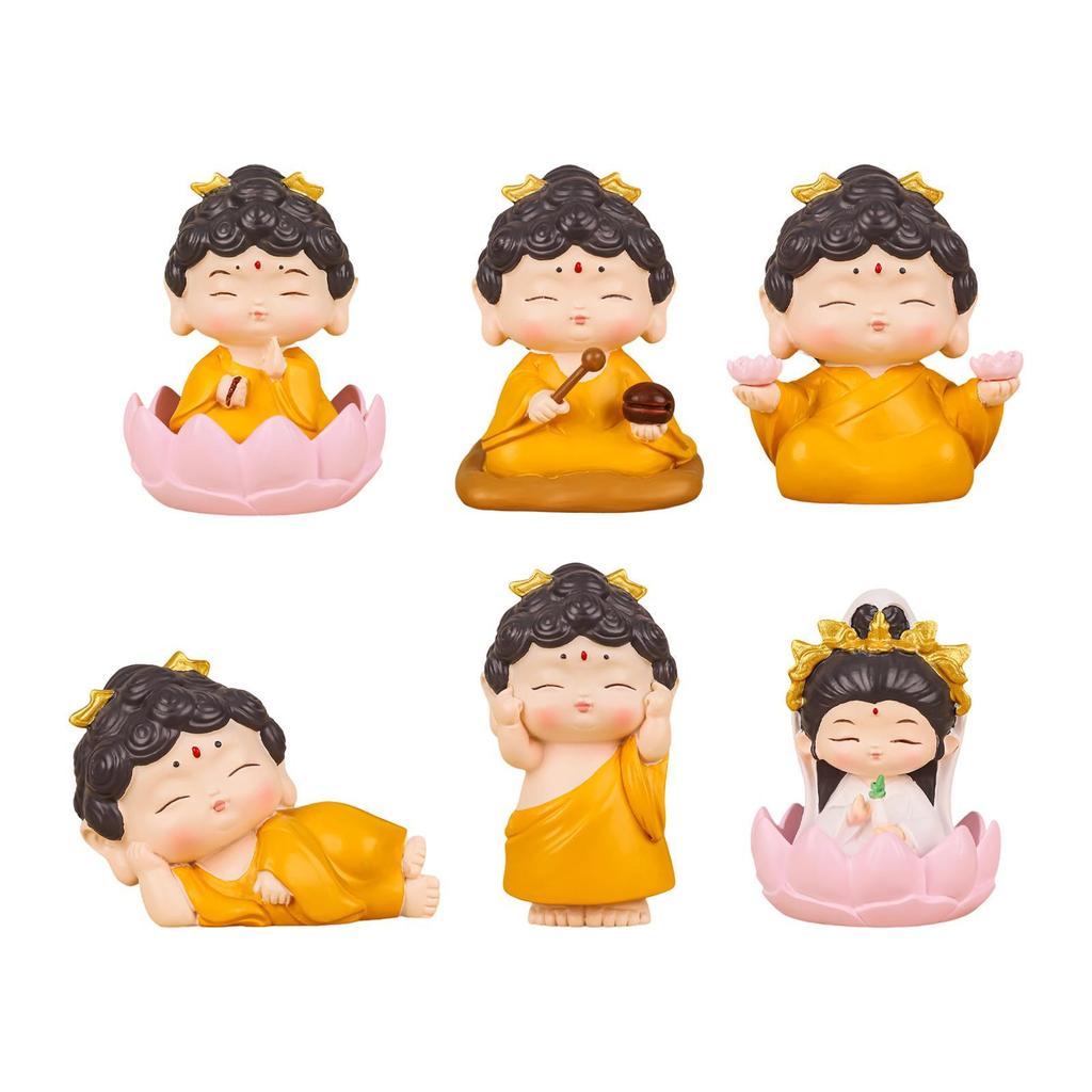 Buddha Statue Portable Ornament Mini Sculpture for Hotel Bookshelf Bedroom