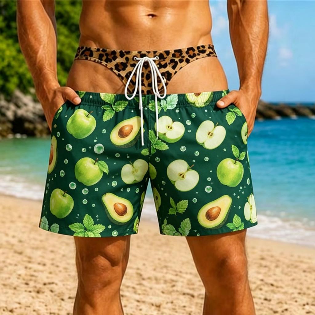 2026 Funny 3D Hairy Butt Print Men’s Beach Shorts Elastic Drawstring Novelty Swim Trunks Quick Dry Pool Party Vacation