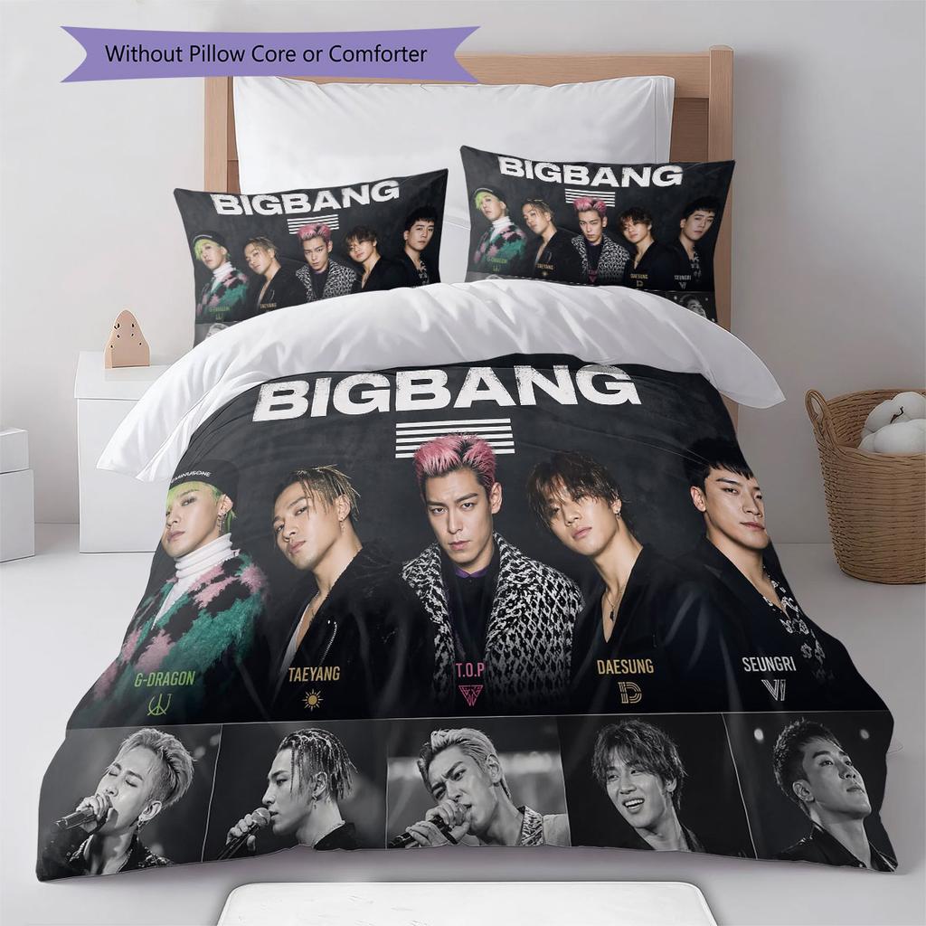 BIGBANG Pattern Bedding,Quilt Set Quilt Cover Pillowcase Home Birthday Gift(1 * Duvet Cover + 2 * Pillowcase, Without Core)