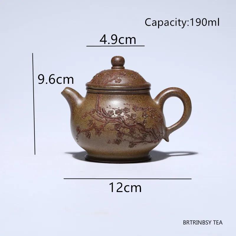 190ml Yixing Handmade Purple Clay Teapot Chinese Household Beauty Tea Pot Hand-carved Flowers Kettle Tradition Zisha Tea Set