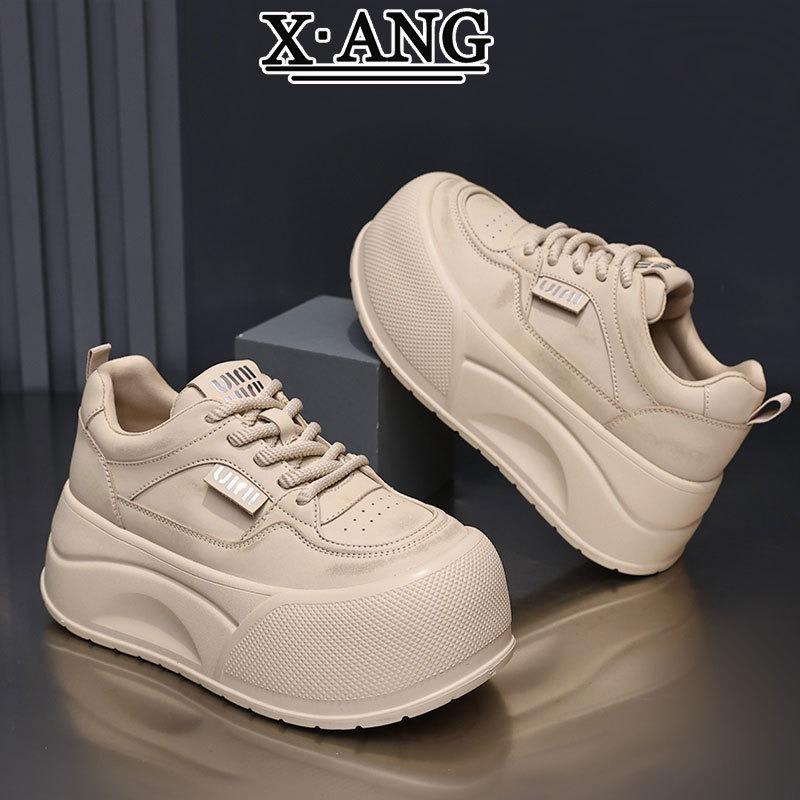 sponge cake thick sole height increase cm small women's shoes leather board shoes women's casual sports shoes lightweight white shoes