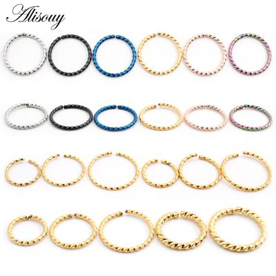 Alisouy 1pc 0.8/1/1.2/1.6mm Thin Nose Ring Septum Helix Nostril Labret Lip Piercing Stainless Steel Cartilage Clip Hoop Earrings