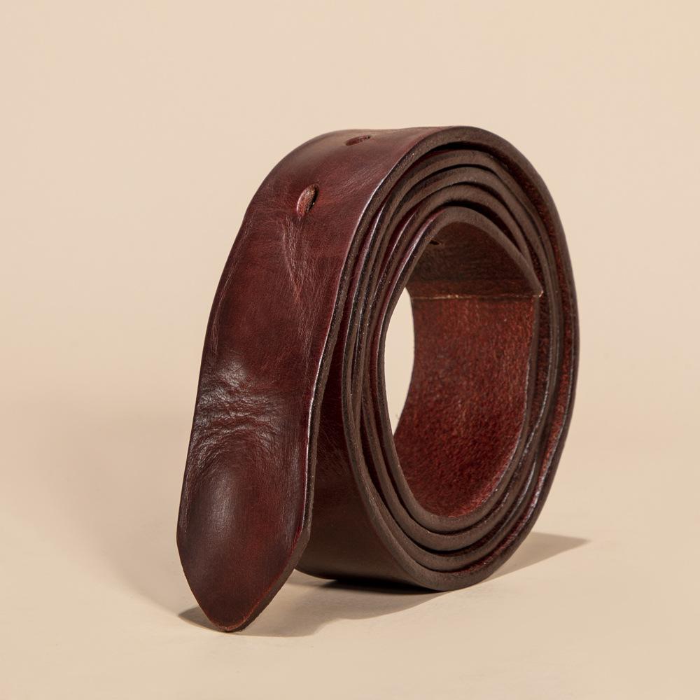 

Мужской кожаный ремень без пуговицы с пряжкой-булавкой 110cm-130cm темно-красного