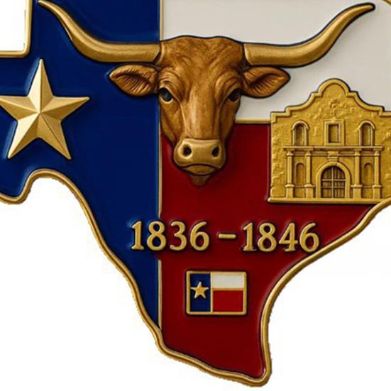 Republic of Texas Ornament 1836 to 1846 Alloy Decorative Pendant Commemorative Keepsake Gift for Texas Residents History Lovers