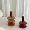 Vintage Brown Glass Candlestick Vase for Dried Flowers - Retro Living Room Table Decor