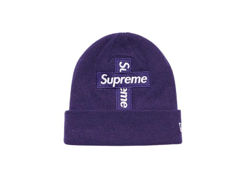 Шапка Supreme New Era с логотипом-крестом Box Logo Фиолетовая One-Size