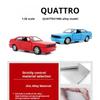 1/36 Scale Quattro 1980 Alloy Car Models Toy Diecasts Vehicles Model Doors Opened Pull Back Sport Car for Adult Collection Gifts