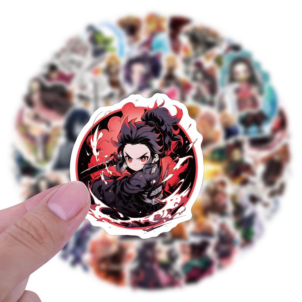 55Pcs Cartoon Demon Slayer Stickers DIY Stickers Scrapbooking Phone Luggage Skateboard Waterproof Decals