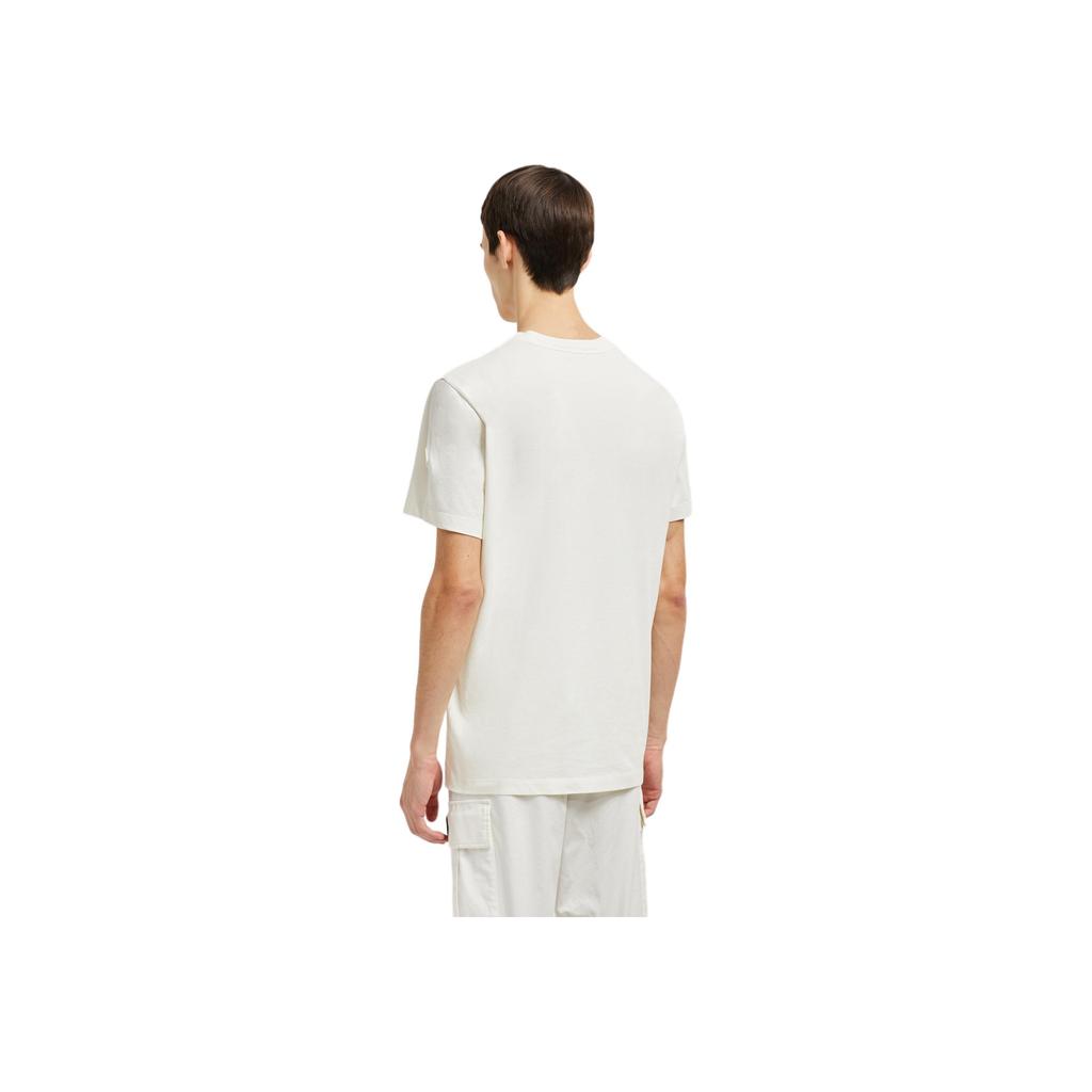 Moncler White Blurred Letter Logo Crew Neck Versatile Short Sleeve T-Shirt Men Tops K1-091-8C00005-89A17-034