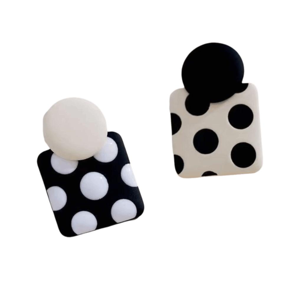 Flower Round Stud Earrings Temperament Jewelry Gift Elegant Polka Dot Earrings  Party