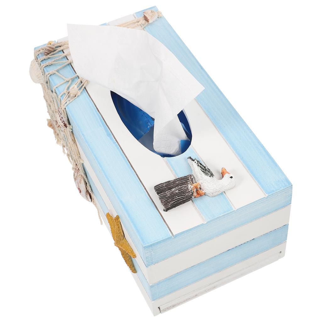 1pcs Sailboat Tissue Box Holder Wooden Napkin Storage Case For Living Room Bedroom Office Desktop Tissue Box Cover Container
