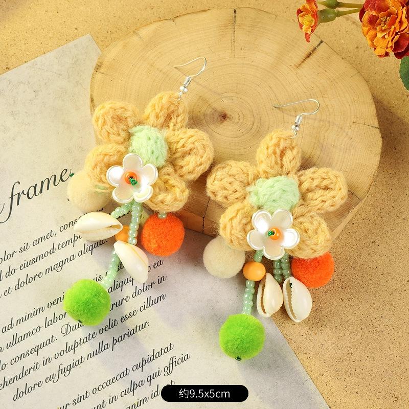 

Bohemian retro earrings vacation long contrasting tassel personality temperament earrings women