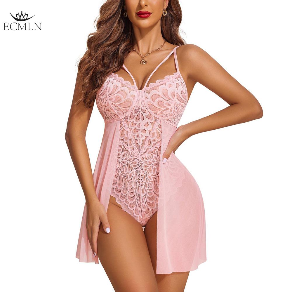 

Сексуальное женское нижнее белье Babydoll для женщин с цветочным принтом и застежкой на молнию, сорочка Тедди, ночная сорочка, кружевная ночная рубашка, пижама M чёрный
