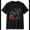 Chameleon with Flowers Reptile Mens T-Shirt Black 100% Cotton Snake Printed