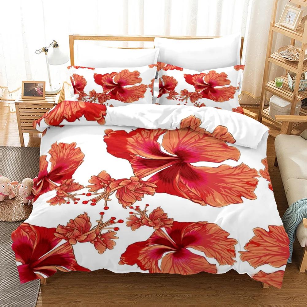 

Комплект покрывала для двуспальной кровати с цветочным принтом для женщин и девушек, принт «Цветущий персик», «Цветущая вишня», розово-красный, розовый, комплект пододеяльника размера Queen EU single(135x200cm)