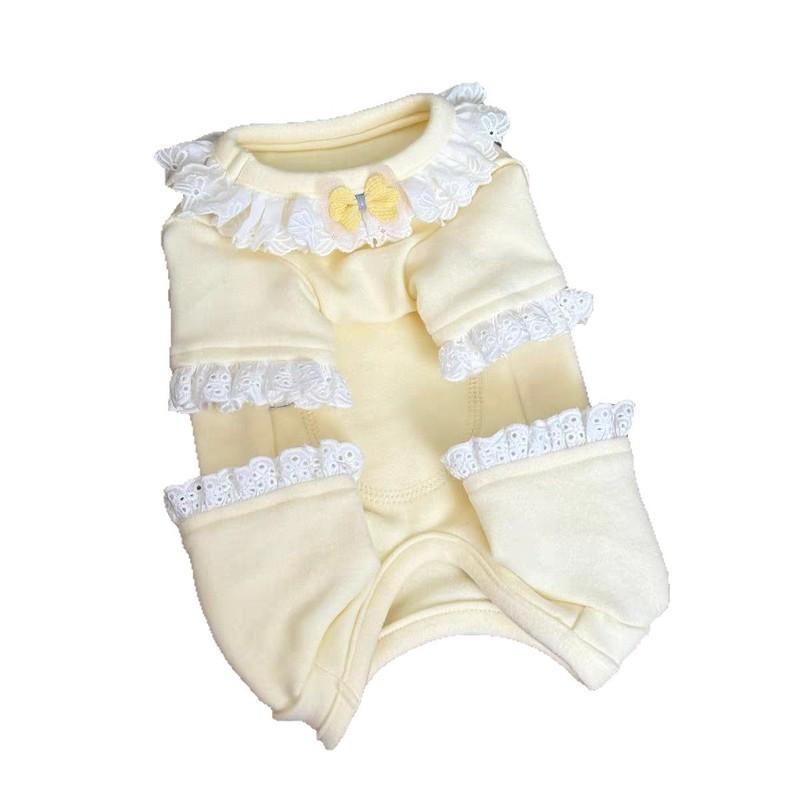 Autumn and Winter Pet Four Legged Base Shirt Princess Lace Teddy Cat Jumpsuit Dog Pajamas Puppy Clothes for Small Dogs
