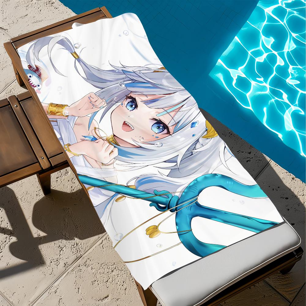 G-gawr Cute Gura H-hololive Anime Towel Beach Quick Dry Soft Pool Towels Gift for Travel Gym Shower Camping Sports
