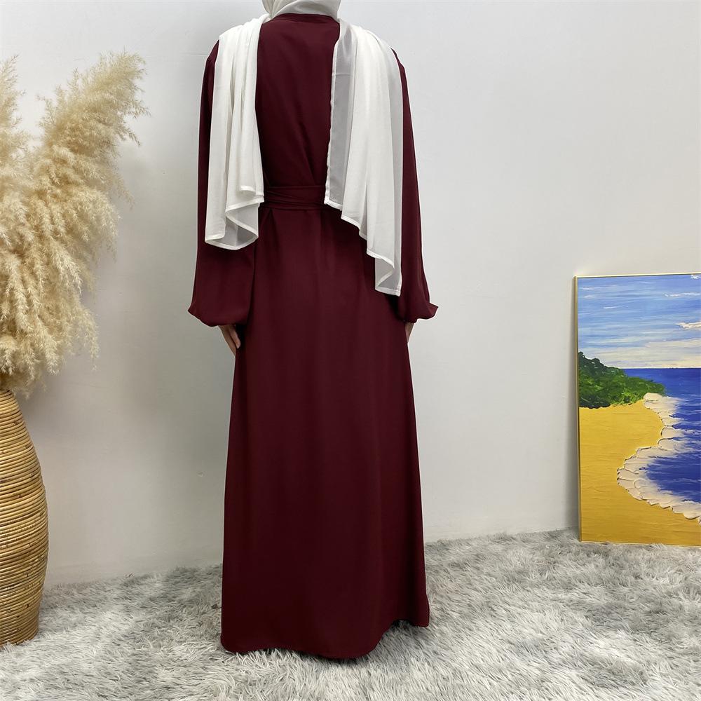 12-Color Slim Fit Long Sleeve Cardigan with Pockets - Casual Muslim Robe Style 1876