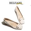 BEIJIANI 5525-8 Damen Square Toe Schafsleder Chunky Heels mit Metallschnalle, Konvertierbares Slipper-Design.