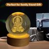 Crystal Ball Night Lamp – Engraved Ganesh Ji LED Light, USB-Powered Table Lamp with Wooden Base, Romantic Home & Office Décor, Bedroom, Anniversary