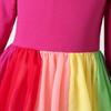 Rainbow Mesh Long Sleeve Dress for Girls - Autumn/Winter Princess Skirt