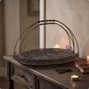 2 Pièces Plateau en Fer Forgé Bronze Doré Décoratif avec Poignée Style Ancien Métal Perforé