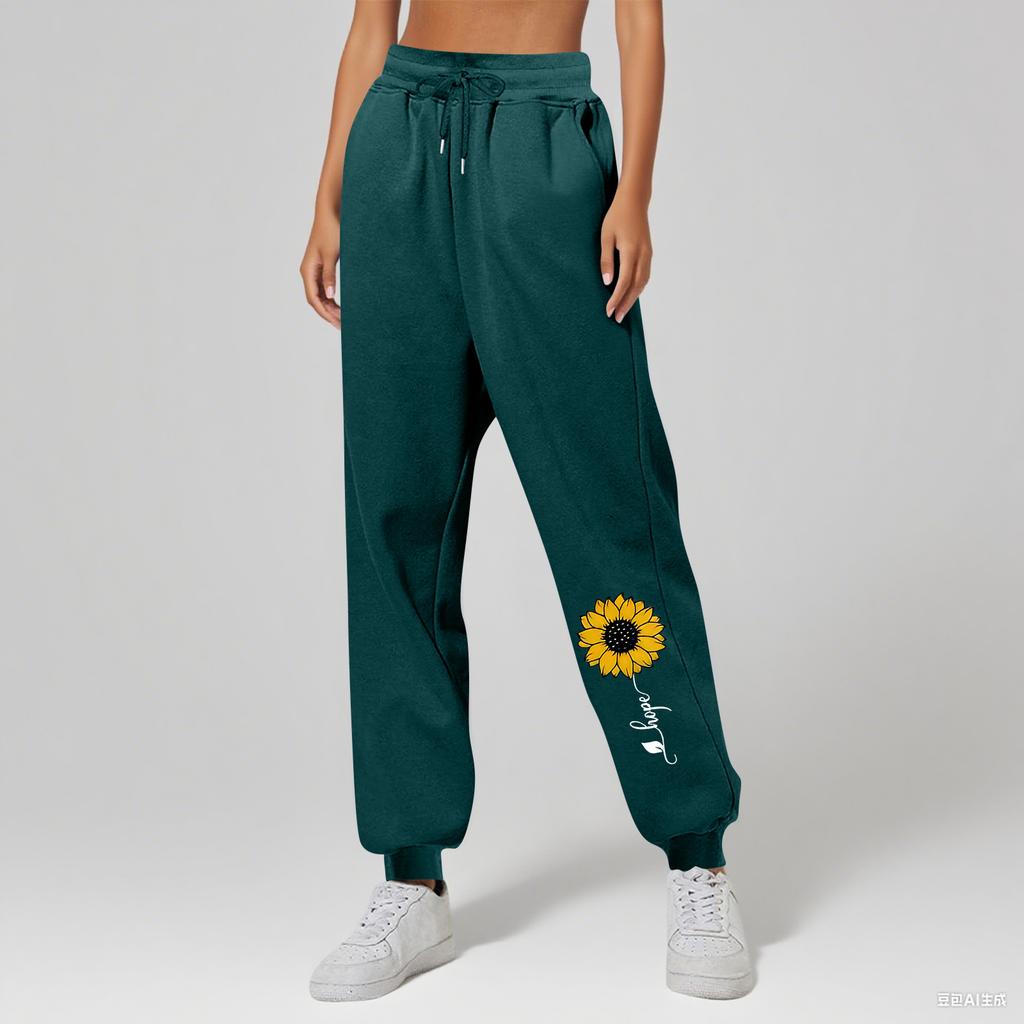 Ladies' Printed Unisex Casual Pocket Drawstring  Pants
