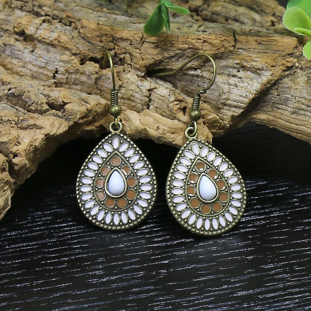 Bohemian Classic Women Geometric Tassel Wooden Earrings Vintage Gypsy Ethnic Circle Flower India Dangle Earrings Jhumka Jewelry