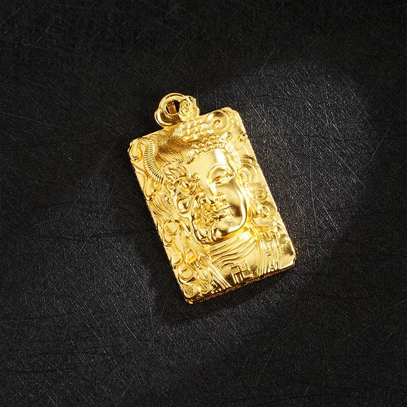 Buddha Head Ksitigarbha Black Rope Half Face Square Brand Men and Women National Fashion Necklace Pendant