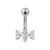 Stainless Steel Zirconia Navel Ring with Inlaid Diamond