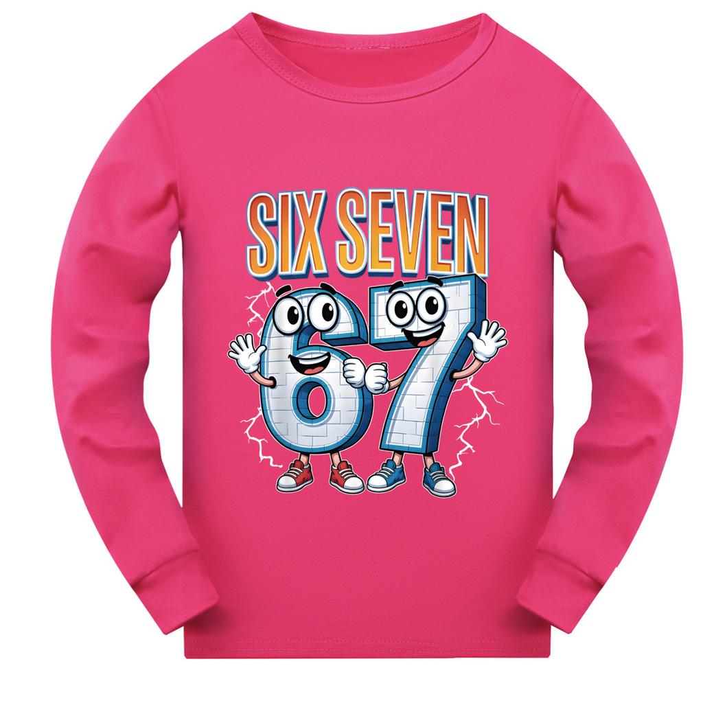 5221 Kids Boys Girls Steal a Brainrot 67 Six Seven Print Long Sleeves T-Shirt