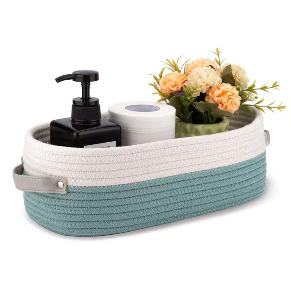 

with Handle Woven Storage Baskets Desktop Sundries Organize Basket Key Cosmetics Storage 06
