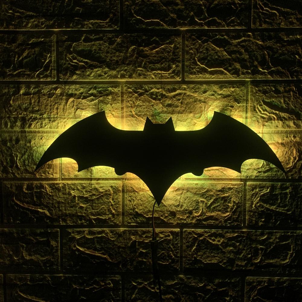 ZK50 Modern Cool Bat LED Wall Lamp Interior Decoration Background Wall Night Light USB Plug-in Remote Control Cable 2 Meters