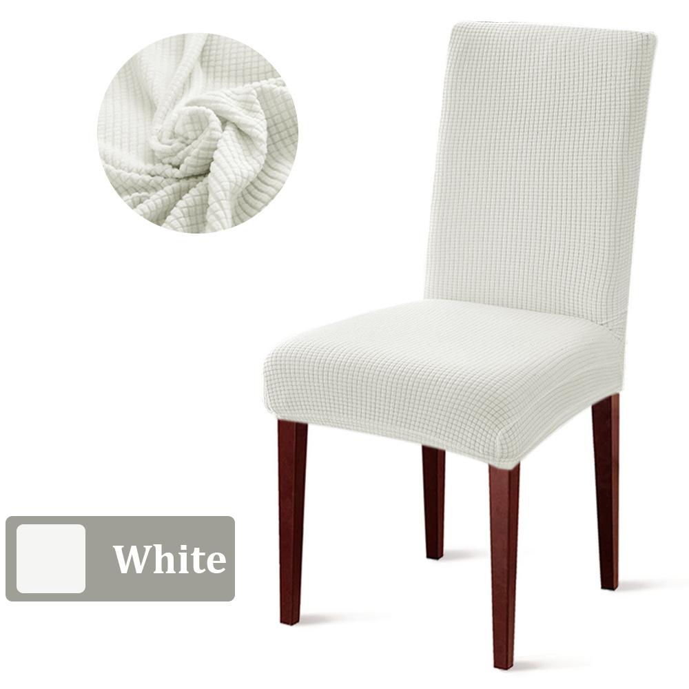 Jacquard fleece middle back chair cover solid color corn kernel chair cover dust-proof hotel banquet dining chair cover dust cover