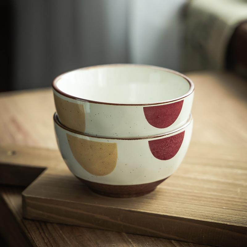 Creative Japanese Household Ceramic Eating Bowl Tableware Small Bowl Rice Bowl Drink Soup Bowl Niche Breakfast Yogurt Oat Bowl
