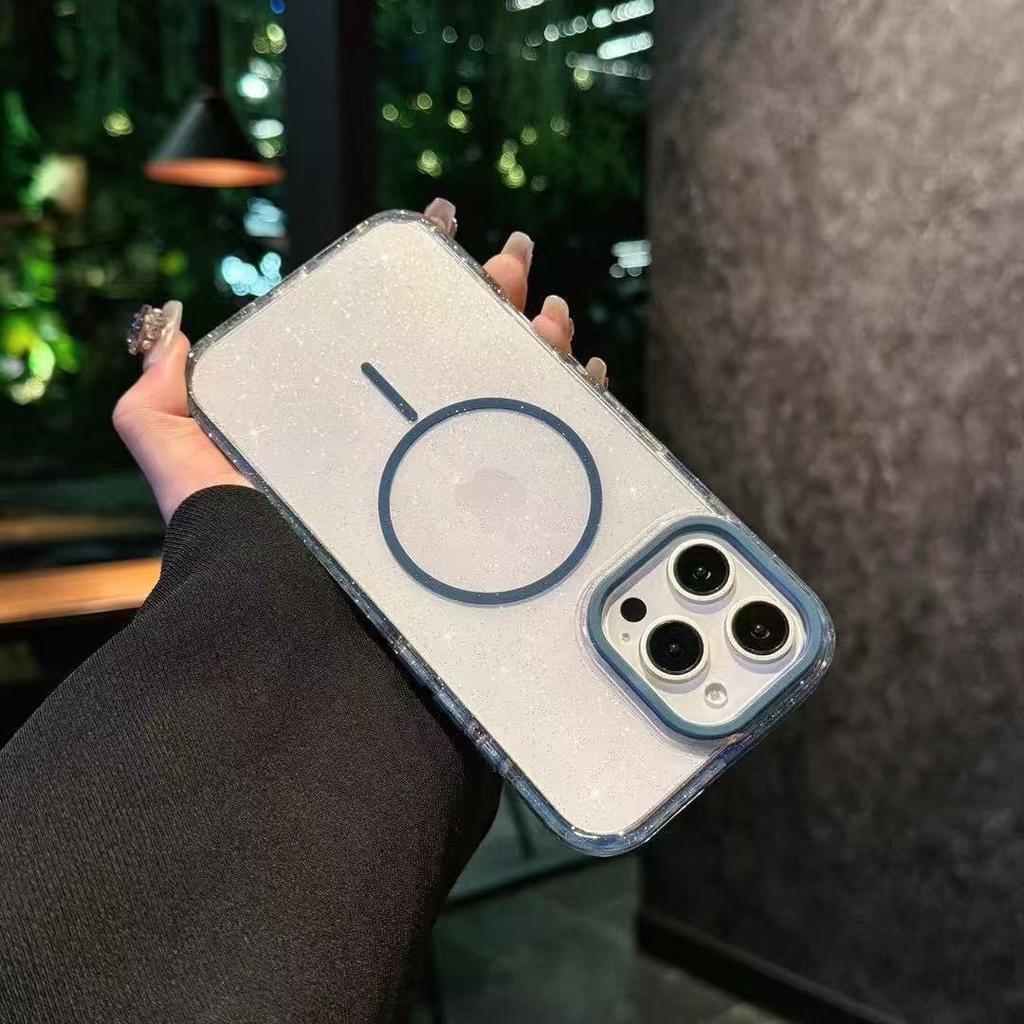 Star Flash Powder Is Suitable for Thin ring Magnetic Suction of IPhone16ProMax Phone Cases and Apple 15 Dual Color Airbag Protective Cases