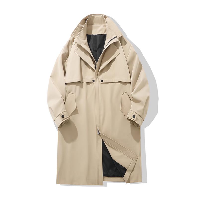 ROMON Men's Mid-Length Double-Collar Trench Coat