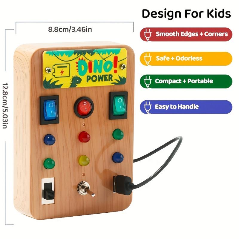 Ungiftiges Montessori LED-Licht Busy Board für Kinder, Simulationsschalter, Stromplatine, Lichtknopf, Intelligenz, Früherziehung, Lernspielzeug