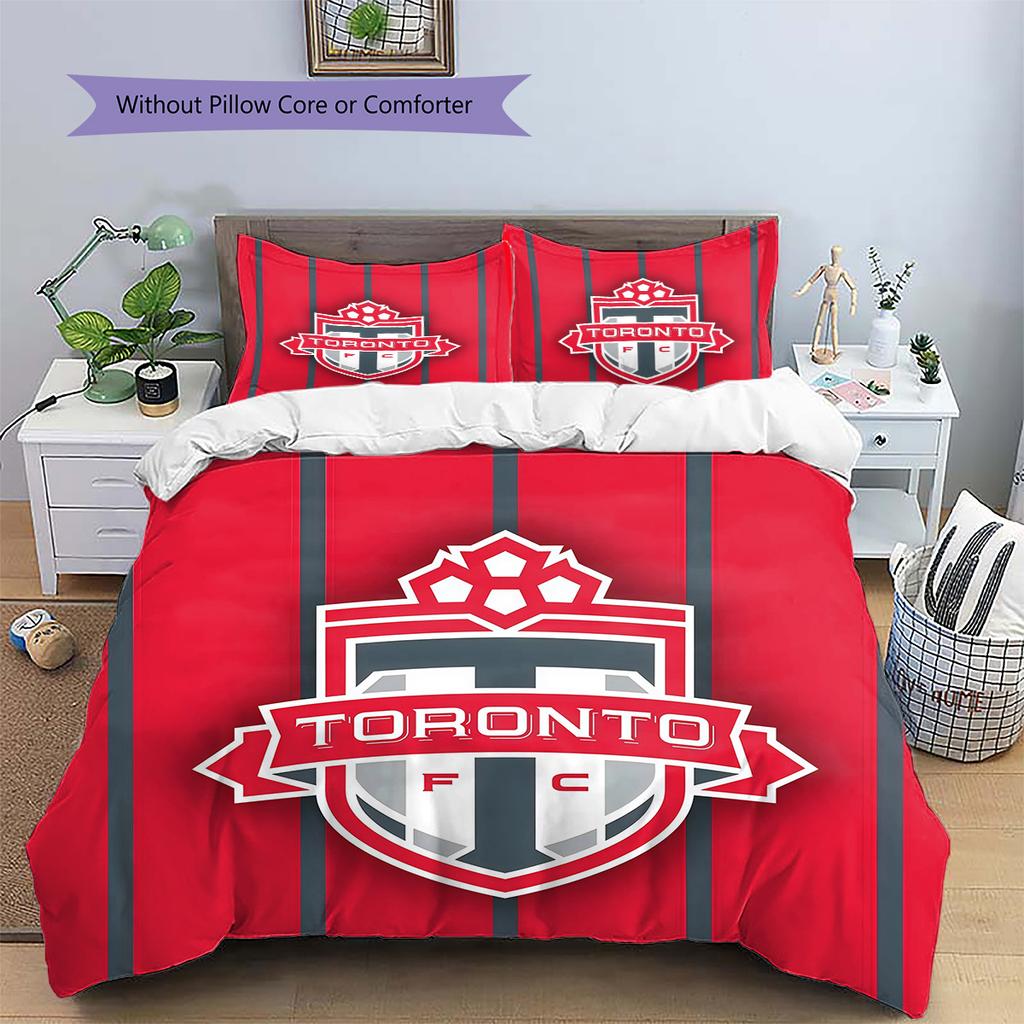 Toronto Football Club Pattern Bedding Quilt Set Home Decoration Gift (1 * duvet cover + 2 * pillowcase without core)