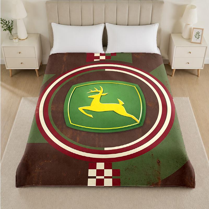 john deere Print Flannel Blanket Cozy Lightweight Plush Throw Blanket For Bed Sofa Household Use