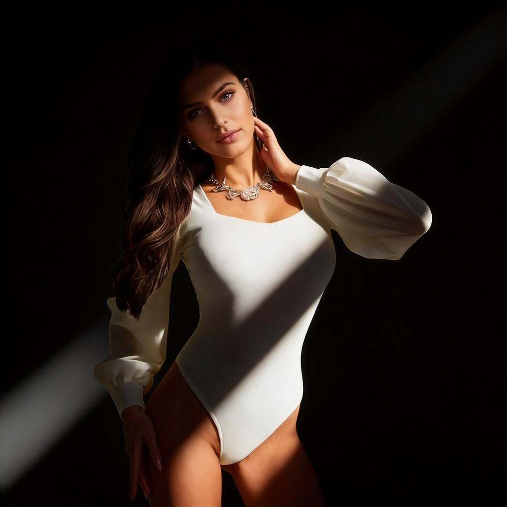 Polyester Bodysuit With Spliced Design And Long Sleeves For Sexy Fashion Enthusiasts