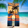 Geometric Striped Coconut Tree Sunset Silhouette Beach Towel Quick Dry Towel For Summer Swimming Seaside Pool Side Picnic Use