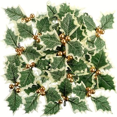 5/10/20 st Julens järnekbär med gröna blad DIY Krans Konstgjorda Falska Blommor Röd Bärdekor För Julgran Nyår