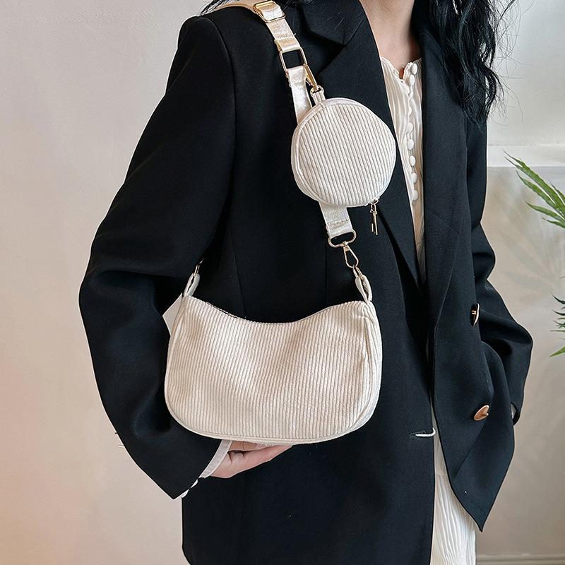 Women's bag corduroy new shoulder bag underarm bag fashion mother and child bag two-piece set messenger bag