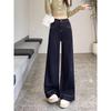 Women's High-Waisted Denim Blue Wide-Leg Jeans - Autumn 2025 Collection, Petite & Tall, Slimming Loose Straight Floor-Length Fit