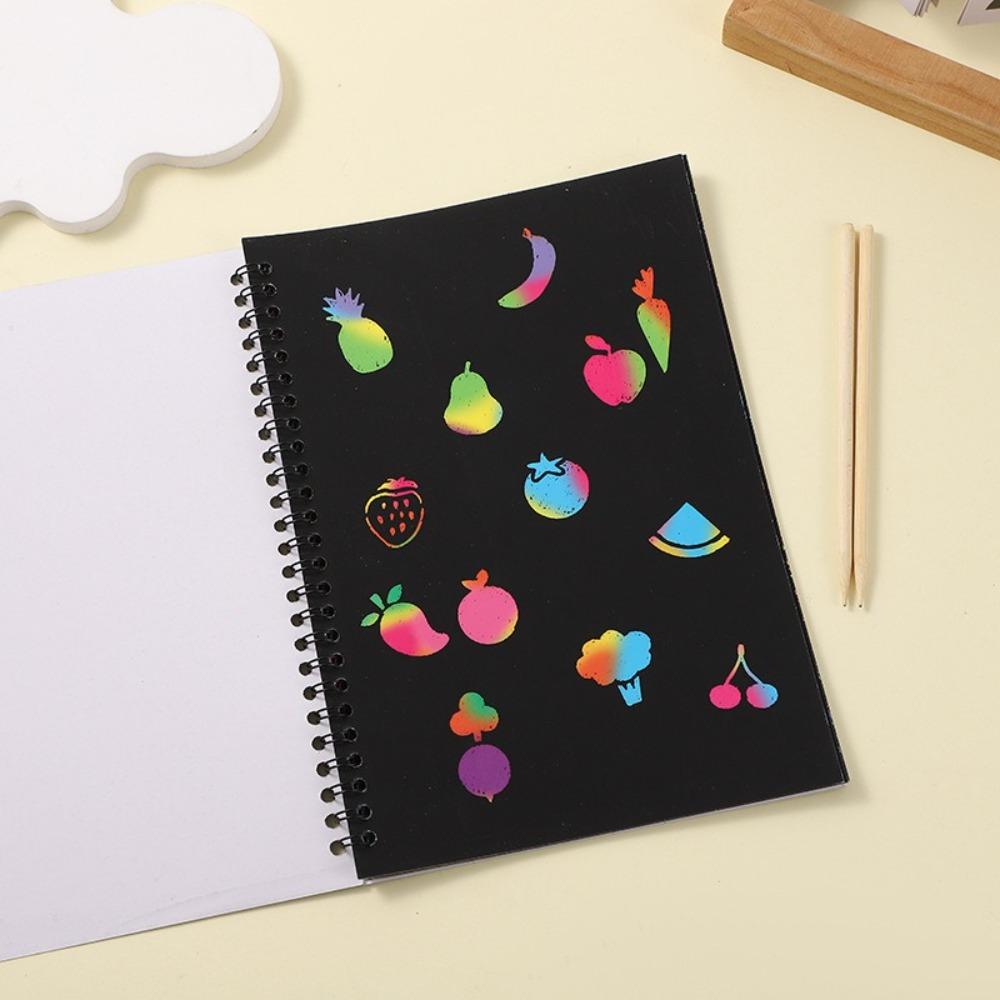 DIY Coloring Books Rainbow Drawing Board Cartoon Magic Scratch Paper  for Kids